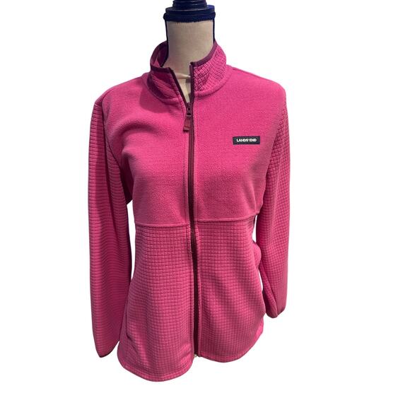 Women’s Lands End Pink Fleece Full Zip Jacket Size Large - Picture 1 of 4